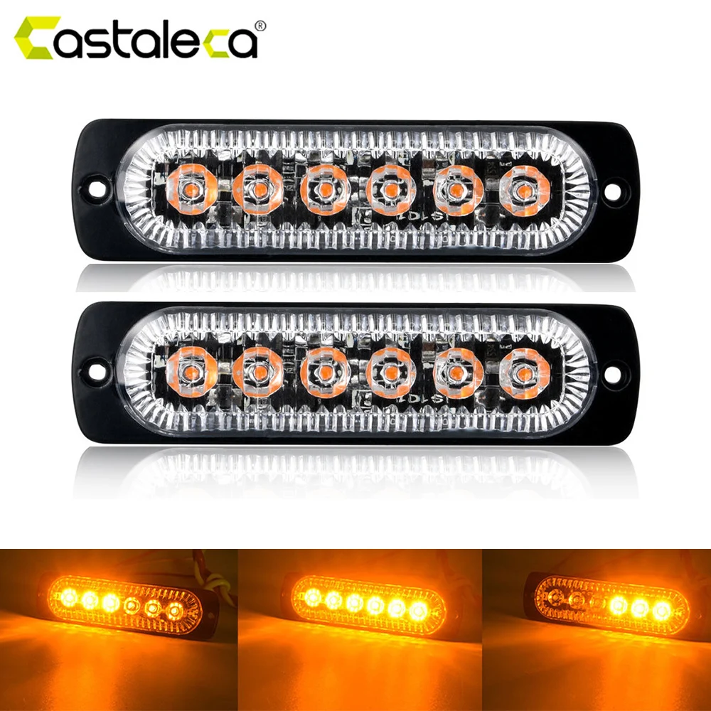 Vehicle 2X 12LED 36W Car Strobe Light Truck Hazard Beacon Bar Blue Anti-dust
