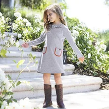 Осенне-зимнее платье для маленьких девочек; одежда с длинными рукавами; однотонное платье для маленьких девочек с бантом-бабочкой; Vestidos
