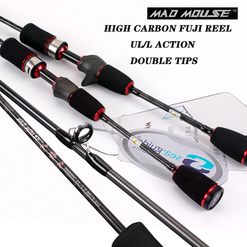 Новинка катушка для спиннинга с двойными наконечниками MAD MOUSE 50T TORAY high carbon fuji 1 9 м