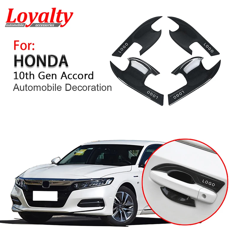 Black Exterior Door Handle Covers Trim Accessories for Honda Accord 10th 2018 2019 2020 with Smart KeyHole on Driver Side 