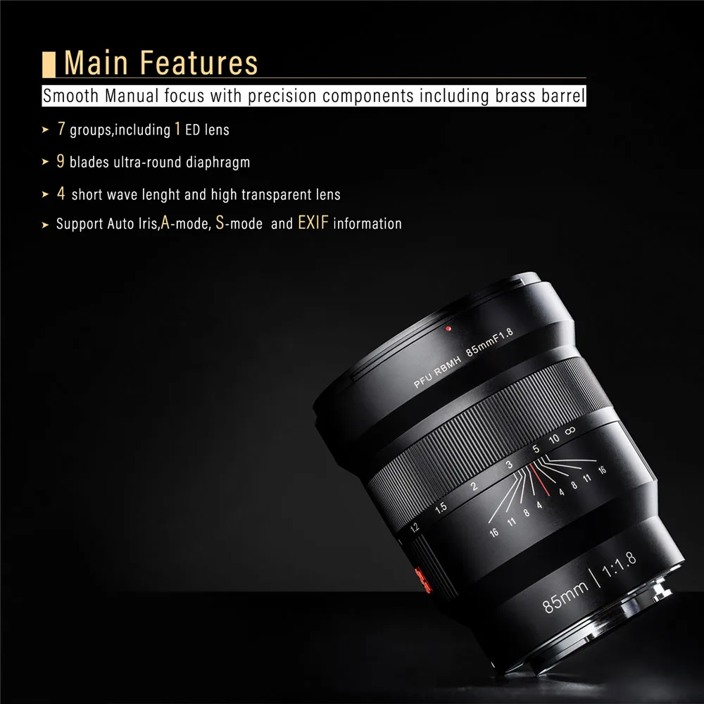 Объектив VILTROX 85 мм F1.8 E Mount Full Frame с ручной фокусировкой для sony E Mount A9 A7R3 A7R2 A7M3 A7M2 A7S2 A6500 A6300 A60