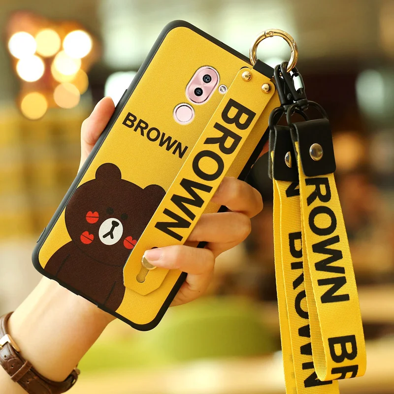 

Huawei Honor 6X case,ALIVO Cartoon cute bear pig Full Protection Silicone Case+Wrist lanyard for Huawei Honor 6A GR5 2017 Cover