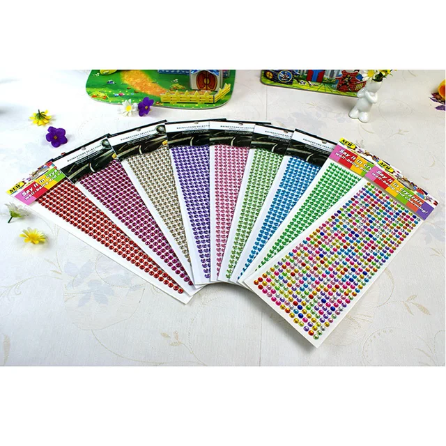 1 sheet the new childrens cartoon diy round artificial rhinestone diamond sheet stickers