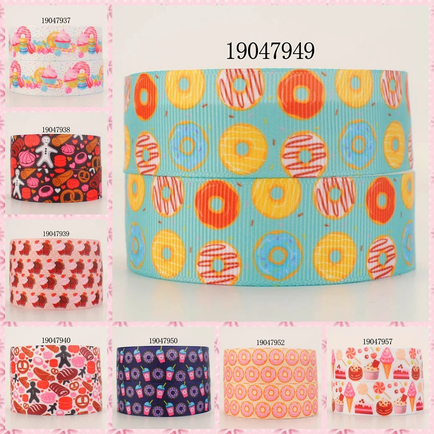 

New 50 yards sweet doughnut pattern ribbon printed grosgrain ribbon 19047938