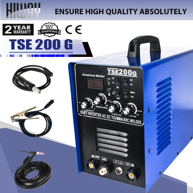 AC DC TIG/MMA/ARC алюминиевый сварочный аппарат поколения 220V и аксессуары TSE200G