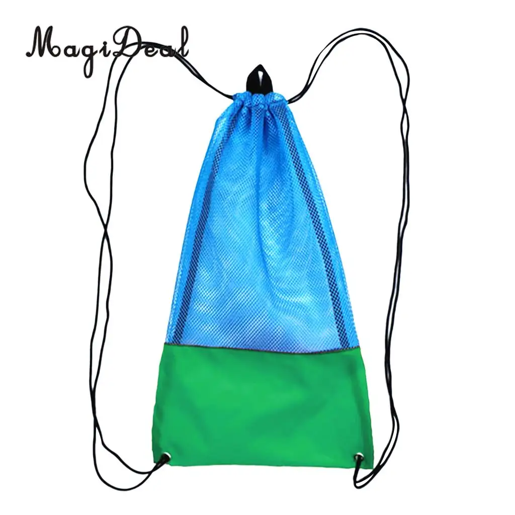 MagiDeal Drawstring Backpack Mesh Gear Bag w/ Shoulder Strap for Scuba Diving Swim Fins Goggles Mask Snorkeling Equipment