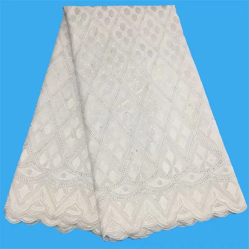

Latest African Cotton Swiss Voile Lace Fabric High Quality Stones Swiss Voile Lace In Switzerland Cotton African Lace Fabric
