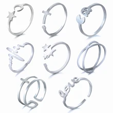 Oro plata de color de acero inoxidable de tamaño variable anillos de compromiso amante para mujeres hombres joyería de la venda de la boda accesorios regalos