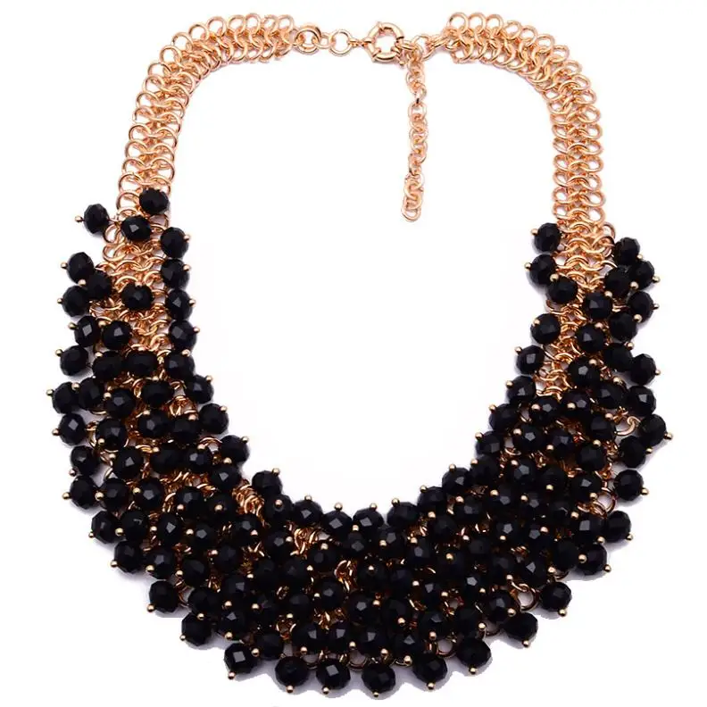 Cena Najlepsza pani kobiet oświadczenie luksusowe w stylu Vintage kryształ kolorowe klejnot naszyjnik i wisiorki dobrej jakości Hot kołnierz naszyjnik biżuteria B333