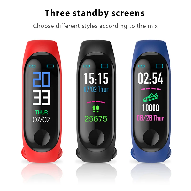 

Smart Bracelet Fitness tracker Blood Pressure Heart Rate Monitor Waterproof Smart band M3 Wristbands PK Mi Band 3 Smartband