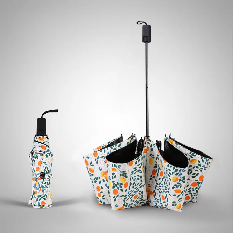 Creative small fresh minimalist Sen goddess sunny umbrella lemon print folding dual-use sunscreen | Дом и сад