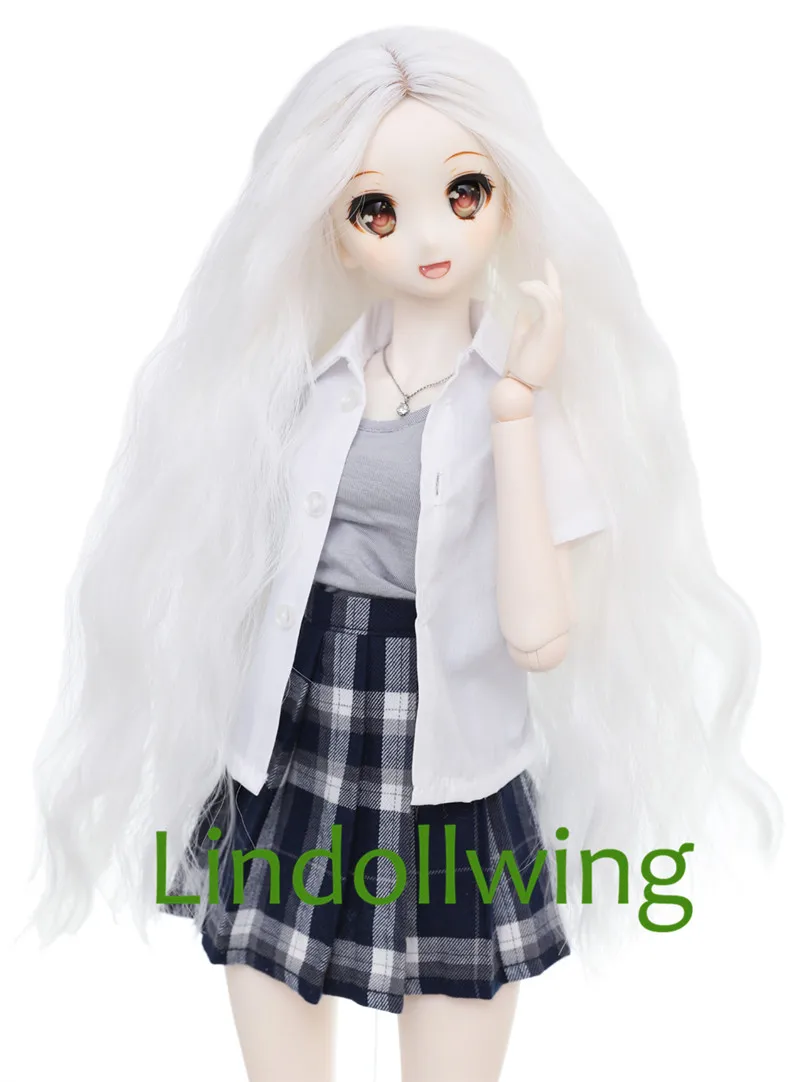 7-8 "1/4 BJD парик Dal DD SD Dollfie кукла парик высокотемпературные волосы 8-9 дюймов длинный белый кудрявый парик 1001