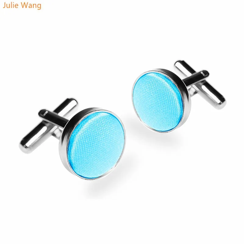 Julie Wang 1 пара Мода красочные круглой формы из металла тканевые Запонки Свадебный& Бизнес вечерние человек французская запонка ссылки для ногтей рукавами и пуговицами для детей;