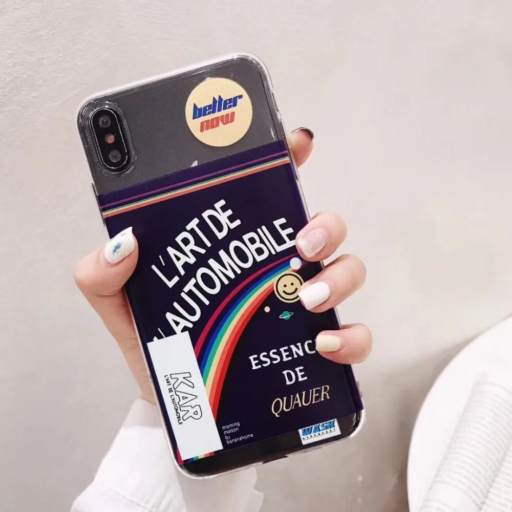 

Lovely Rainbow Letter Clear Phone Case For iPhone X XR XS Max Soft Transparent cover Shockproof Cover For iPhone 7 8 6 6s Plus