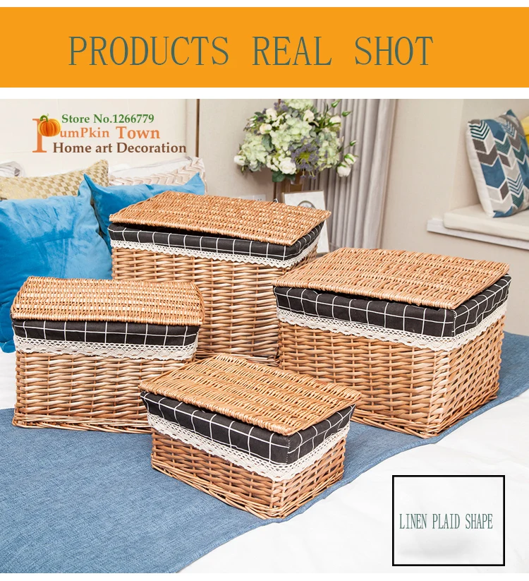 

2019 NEW HOT Multiple models Wicker rattan storage box with lid design,sundries/clothes/toy box,home hand-woven storage basket