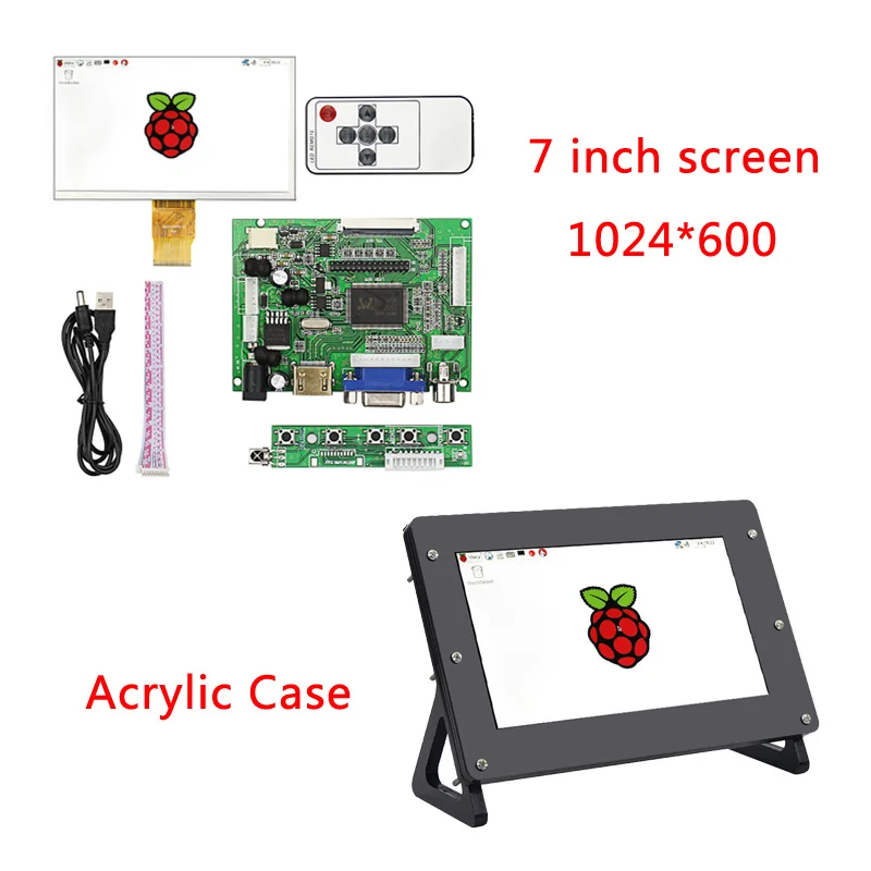 Raspberry Pi 3 ЖК-экран 7 дюймов 1024*600 TFT дисплей+ плата привода+ акриловый чехол кронштейн для Raspberry Pi 3 Model B Plus