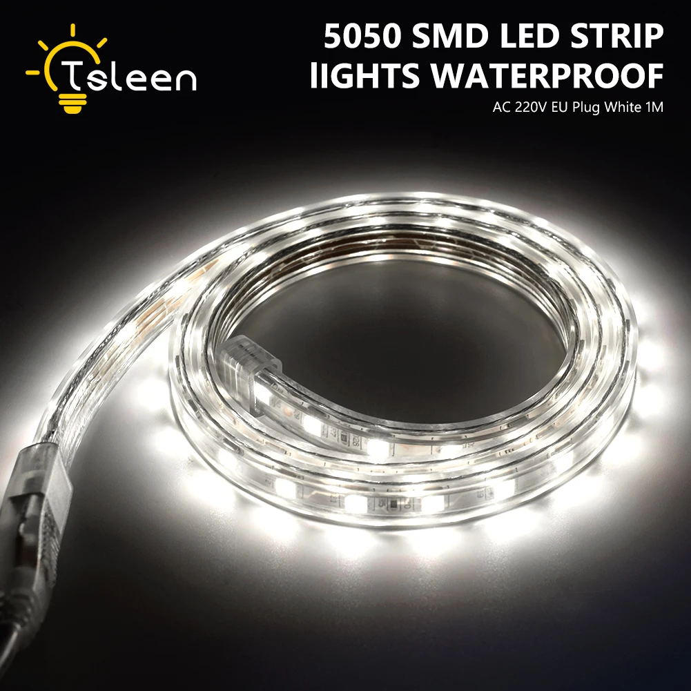 Дешевая 2 м СВЕТОДИОДНАЯ лента SMD 5050 водонепроницаемая AC 220V 230V 240V срезаемая