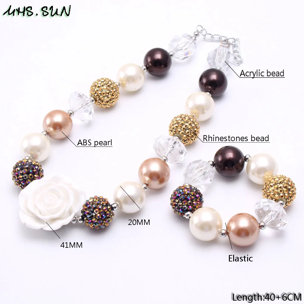 BN580-1 (6),$5.85-1$3.13-1. Christmas Flower Beads Princess Necklace Bracelet Chunky Bubblegum Beaded Necklace Baby Girl Toddler Jewlery Best GiftJPG