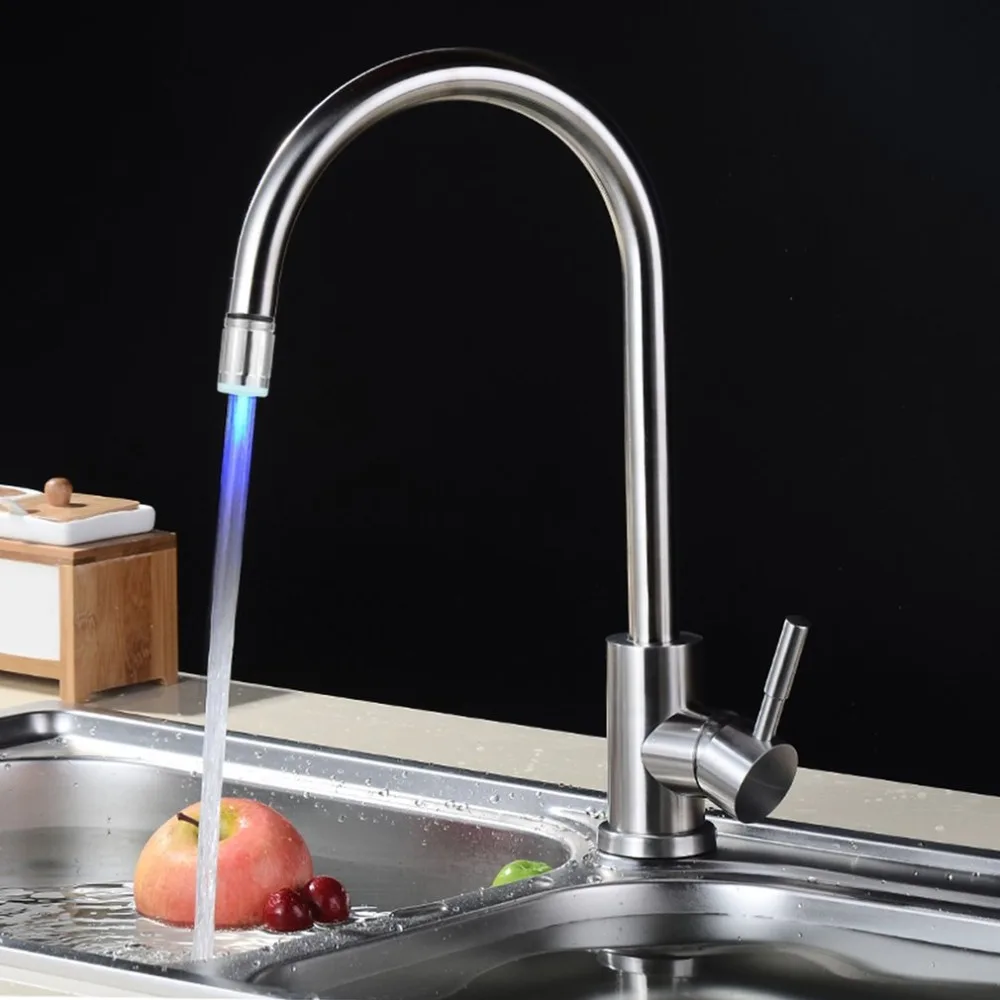 

7 Colors Changing RGB Glow LED Water Faucet Stream Light Shower Tap Head Kitchen Pressure Sensor Faucet Bathroom Accessory