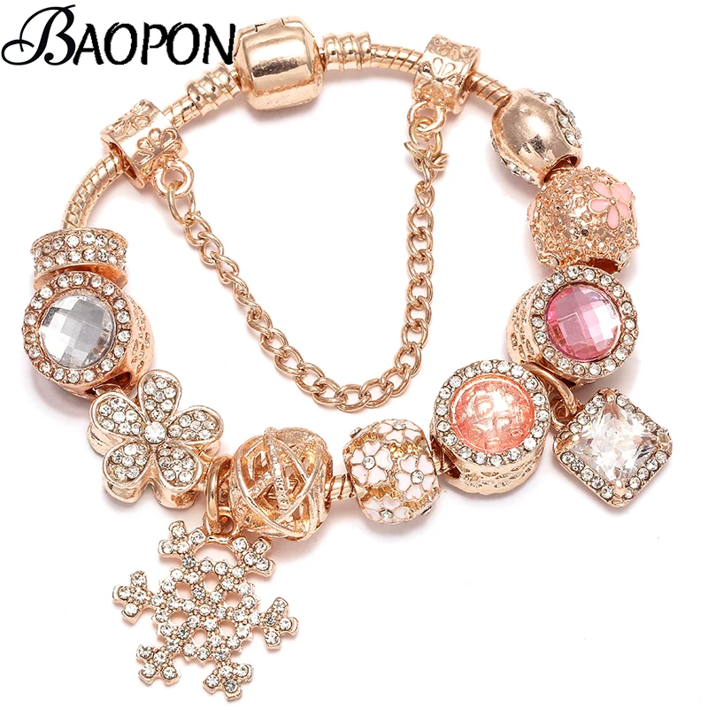 

BAOPON Love Key Charm Beads Bracelet Crystal Bracelets For Women Silver Fine Bracelets & Bangles Femme Bridal Wedding Gift
