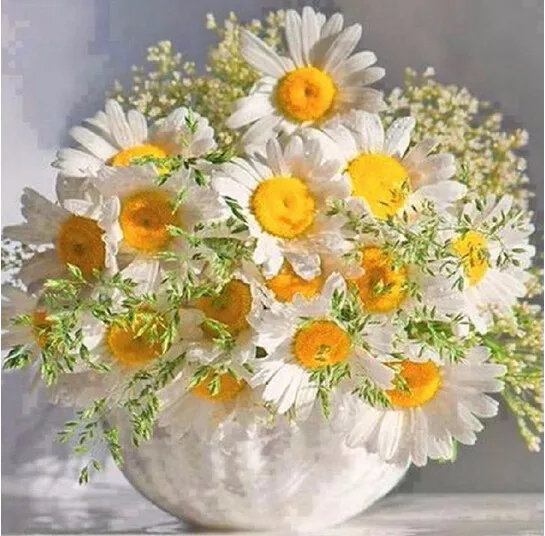 

Diamond Embroidery Flower Daisy 5D Diamond Painting Cross Stitch 3D Round Full Diamond Mosaic Crafts Painting Rhinestone Decor