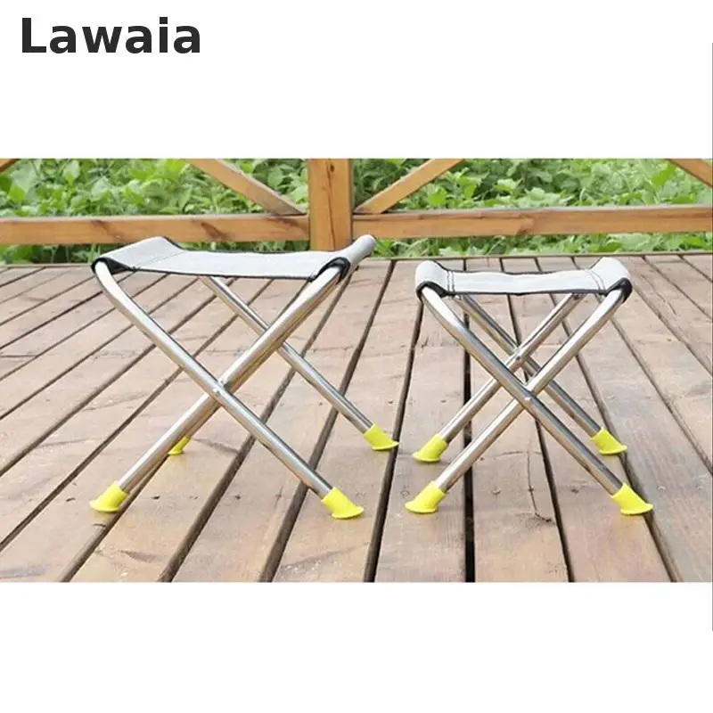 Lawaia أضعاف الصيد كرسي الفولاذ المقاوم للصدأ مقعد محمول أداة خارجية مقعد الكراسي الحاملة كرسي تخييم قابل للطي مخيم البراز