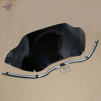 

9.5" Black Motorcycle Wave Windshield +Scallop Trim Accent Case for Harley Road Glide FLTR 1998-2013