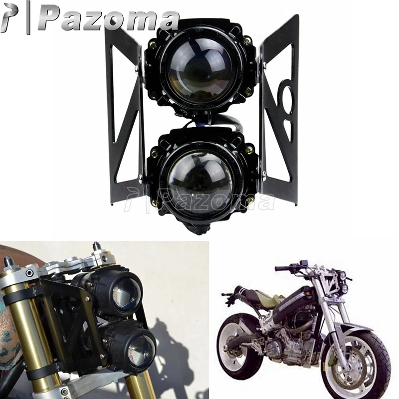 

Black Motorcycles Universal Streetfighter E-Mark Twins Headlight Projector Lamps For Sachs madass 50 125 Kikass 125
