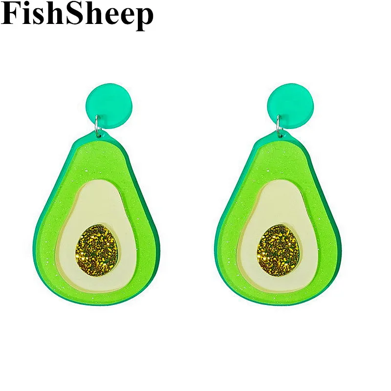FishSheep Мода 2019 акриловые зеленые Авокадо Фрукты Висячие серьги для женщин