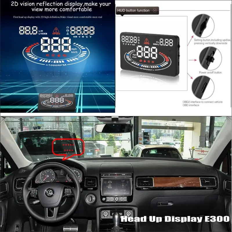 

Car HUD Head Up Display For VW VolksWagen Touareg - Saft Driving Screen Projector Refkecting Windshield