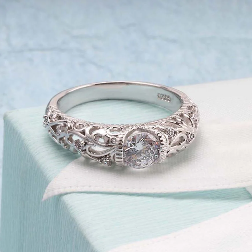 High Quality 925 Sterling Silver Ring Luxury Retro Pierced Stripe