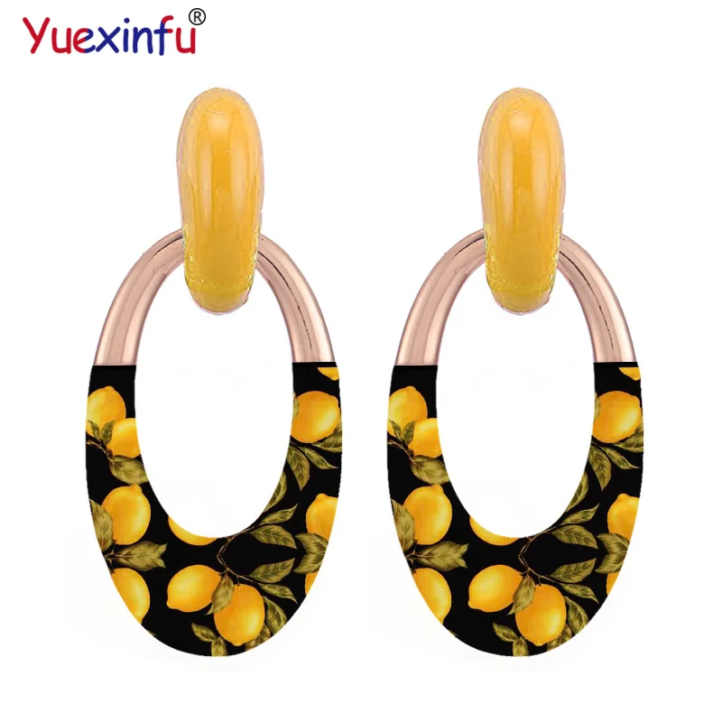 

Yuexinfu Trendy Zinc Alloy Earrings In Drop Earrings For Women Drip Olie Match Print Afbeelding Nieuwe Merk Oorbellen Wedding