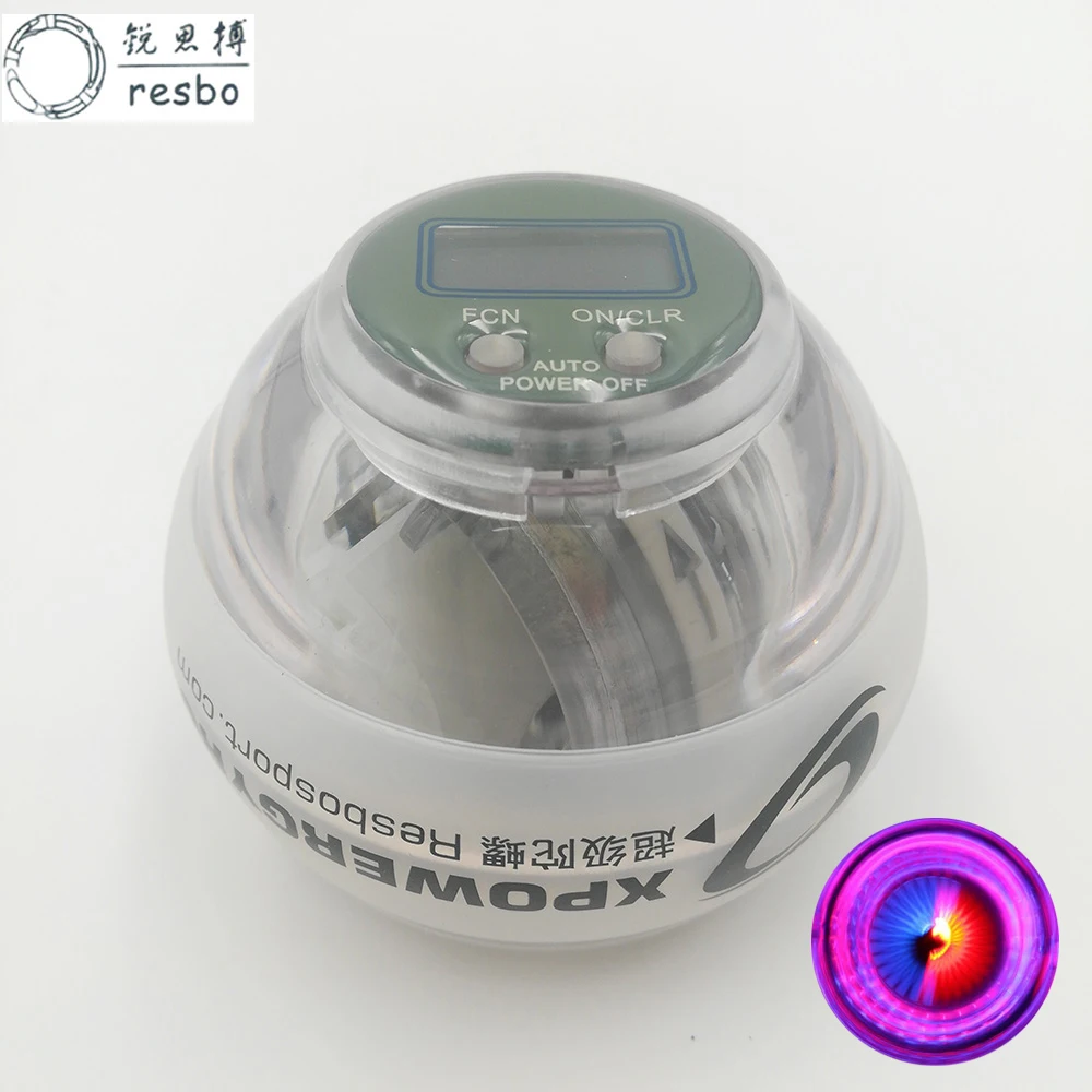

LED Power Wrist Strengthen Ball Gyroscope Auto start Forearm Hand Spinner Force Gyro Ball for Muscle Relax Beginner A