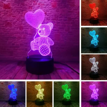 

Baby Kids Night 3D Lamp LED Lighting Color Change Sensor LED Bear Night Light Heart Balloon Home Room Decoration Best Child Gift