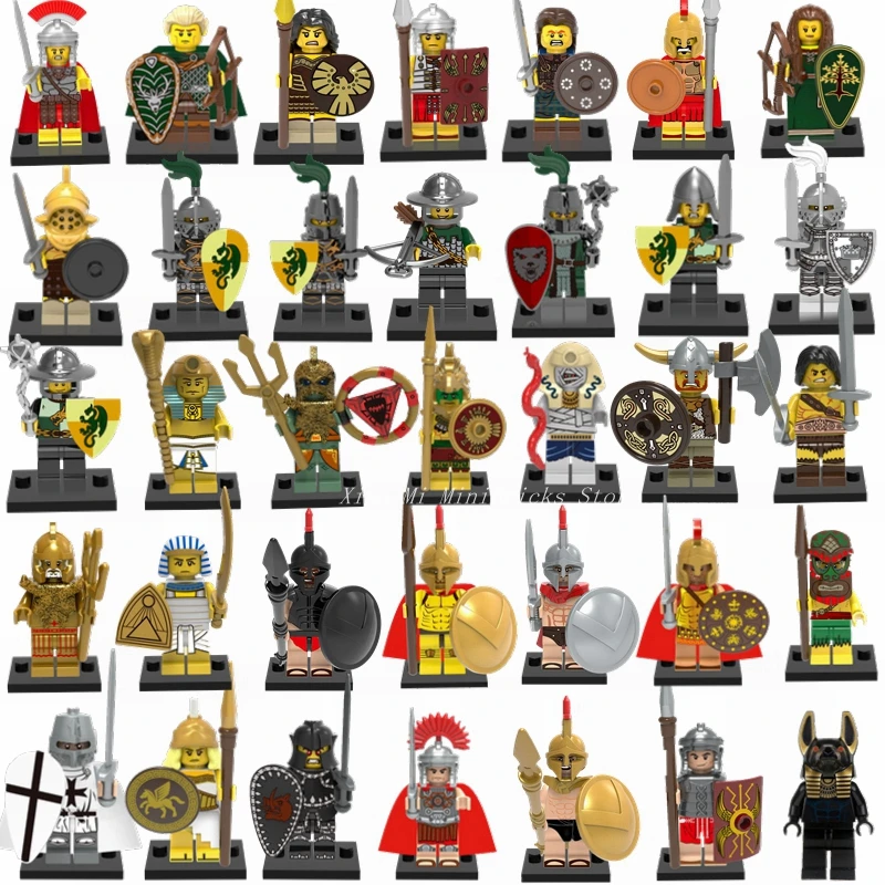 

Legoing Knights Figures Blocks Heroes Of Sparta Elf Hunter Gladiatus Rome Medieval Knight Building Blocks Toys For Children Gift