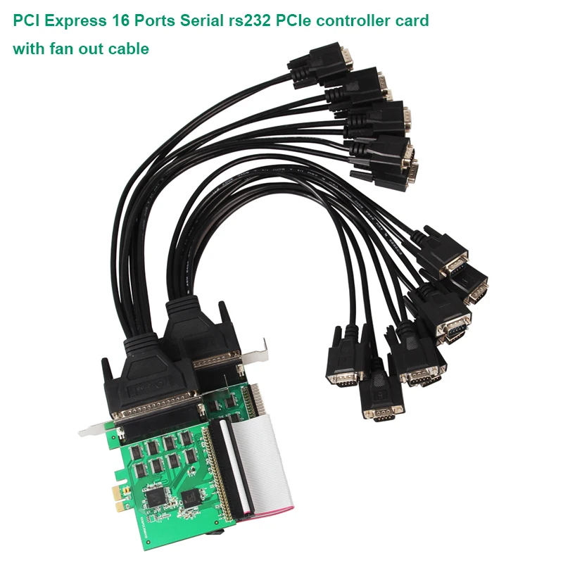 

PCI Express 16 Ports Serial rs232 PCIe controller card with fan out cable XR17V358