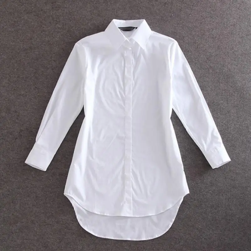 Новая высококачественная Женская белая Повседневная рубашка с отложным