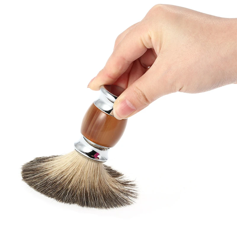 

Men Shaving Brush Badger Bristles Shaving Razor Brush Barber Salon Facial Beard Comb Cleaning Appliance Tool Metal Base