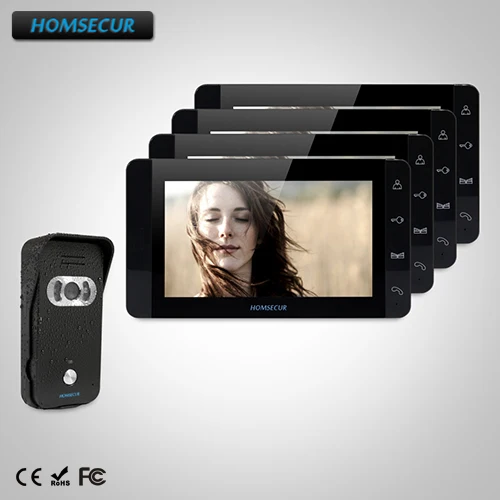 

HOMSECUR 7" Wired Video&Audio Home Intercom+One Button Unlock for Home Security TC021-B + TM703-B
