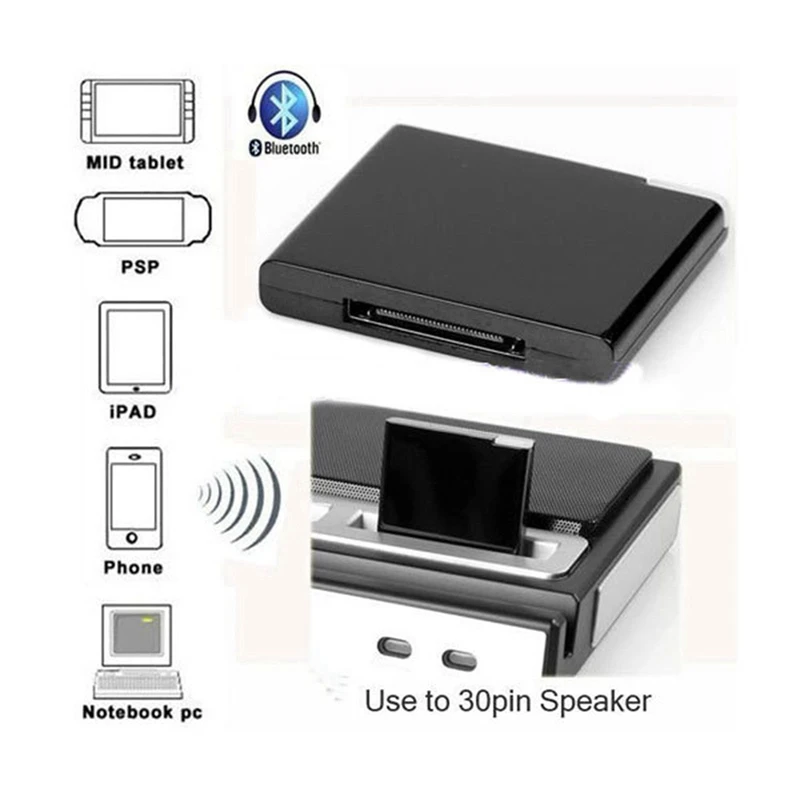 Горячий-Bluetooth V2.0 A2Dp музыкальный приемник адаптер для Ipod для Iphone 30 Pin док-станция динамик док-станции с 1 Led