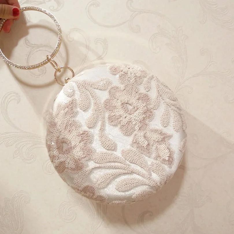 Women Embroider Floral Decoration Evening Bag Ladies Flower Wedding Circular Lace Clutches Female Pink Black Clutch Purse Women Embroider Floral Decoration Evening Bag Ladies Flower Wedding Circular Lace Clutches Female Pink Black Clutch Purse