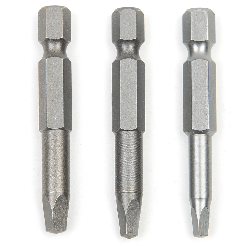 3pcs 50mm Square Head Screwdriver Bar Set Drill Bits S2 Alloy Steel