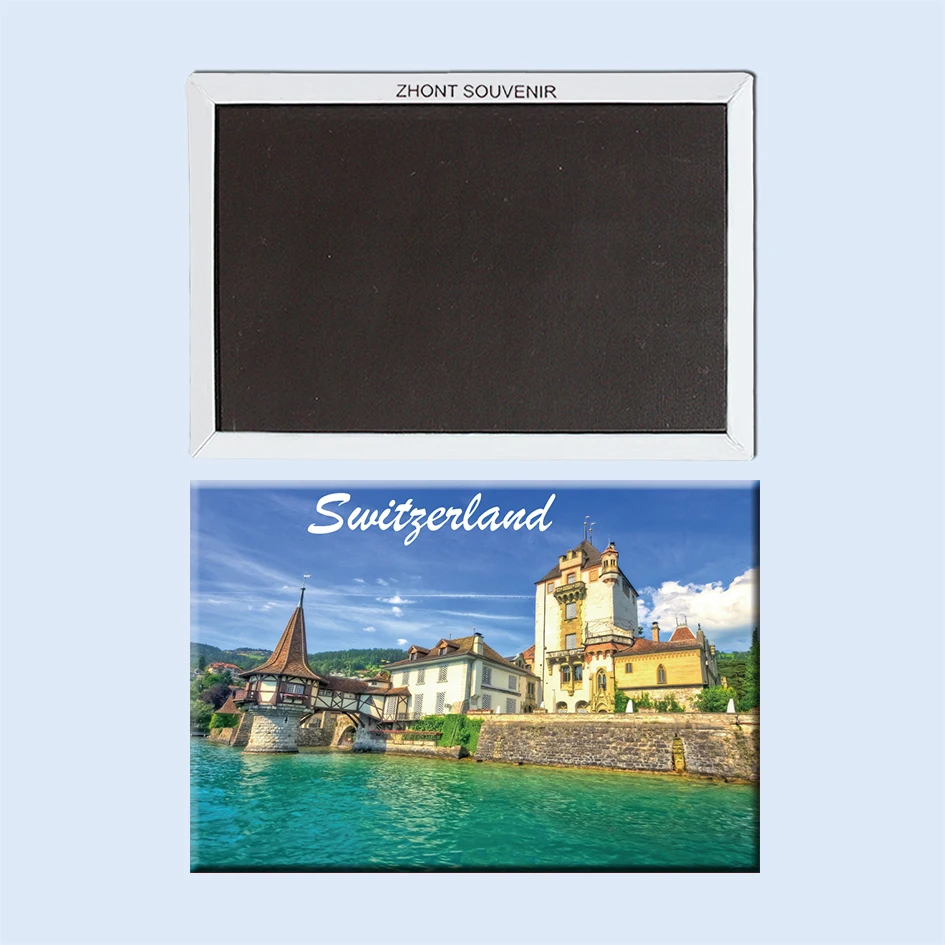

Switzerland old house on the waterfront 22599 Landscape Magnetic refrigerator gifts for friends Travel souvenirs