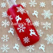 5 шт. Рождество 3d Блеск для ногтей наклейки зимний маникюр ногтей наклейки украшения фольги инструмент олень; Снежинка Дизайн TL22