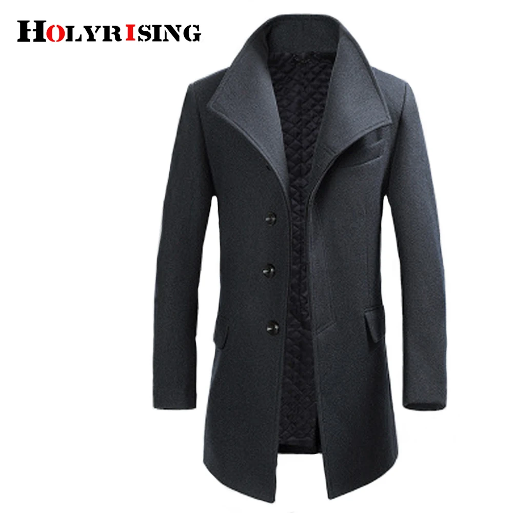 Holyrising Casaco Masculino Inverno утолщенное шерстяное пальто для мужчин с отложным воротником пальто на одной пуговице шерстяная куртка для мужчин 18402-5