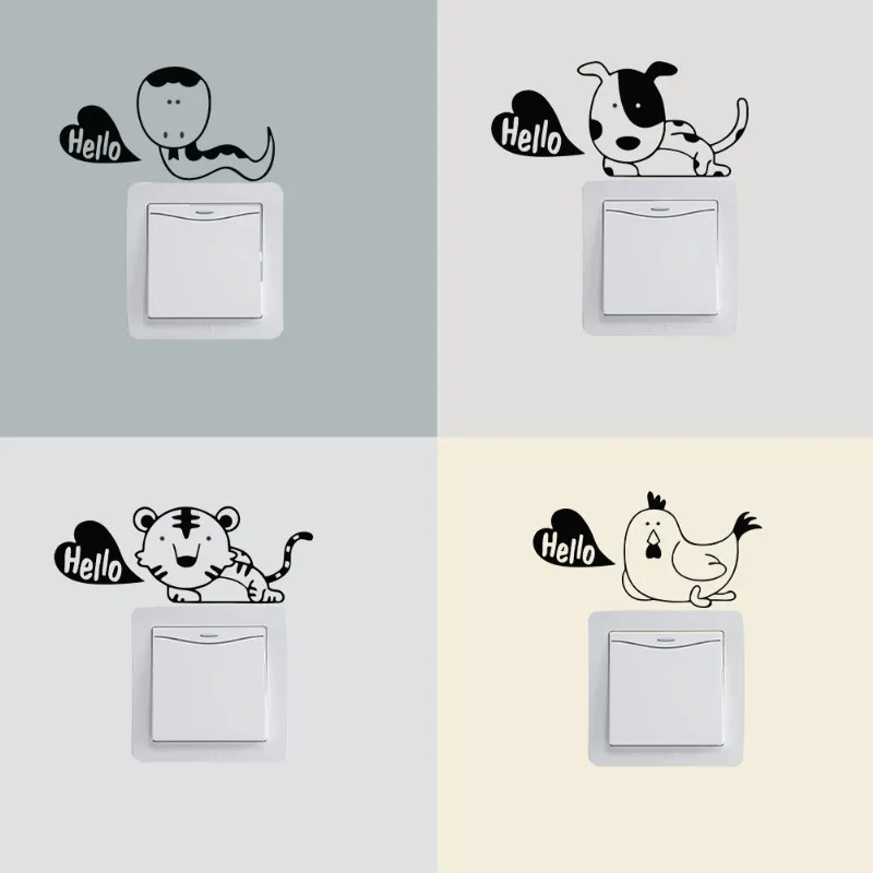 Funny DIY Light Switch Phone Wall Stickers For Kids Rooms Diy Home Decoration Cartoon Animals Decals Pvc Mural Art | Дом и сад
