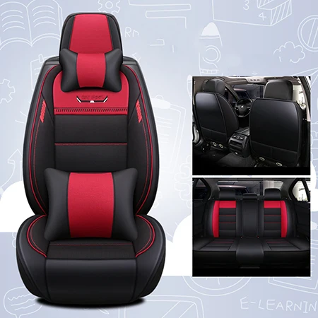 Передние+ задние) кожаные и льняные автомобильные чехлы для сидений Audi a3 a4 b6 b8 a6 a5 q7 бежевый кофе мягкие автомобильные чехлы для сидений марки bmw авто стиль - Название цвета: Red Deluxe