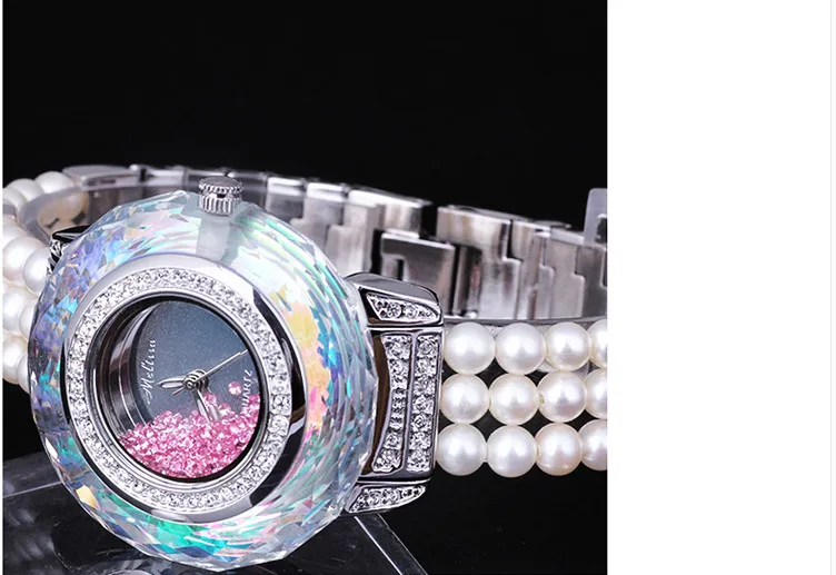 Модные женские часы MELISSA с жемчугом, элегантные женские вечерние часы, ювелирные изделия, многогранные режущие стразы, кварцевые часы MG956