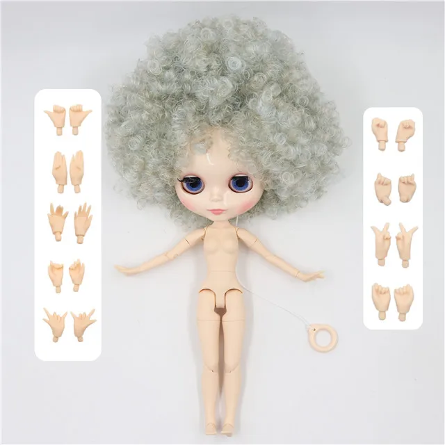 Ледяная фабрика blyth кукла 1/6 bjd белая кожа сустава тела BL6909/8800 синий микс серый афро волосы девушка подарок - Цвет: doll and hand AB