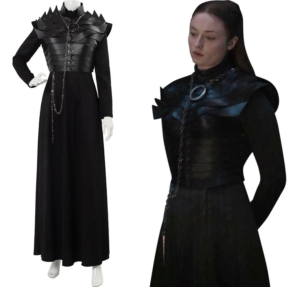 

Game of Thrones Cosplay Sansa Stark Costume GOT Season 8 Sansa Leather Armor Outfit Women Halloween Carnival Costume Custom